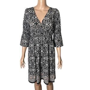 Max Edition Shift Dress Womens Large Novelty Print Bell Sleeve